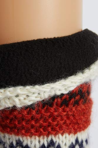 Image of Tibetan Socks Hand Knit Wool Fleece Lined Long Slipper Socks with Non Slip Soles