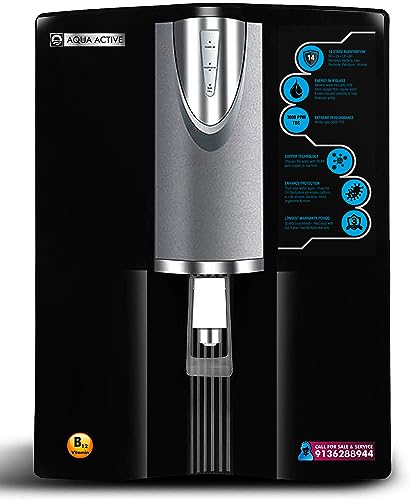 100 GPD RO+PHI UV +UF+TDS+MI+B12+Anti Scallent+Iron Removar+Alkaline 12-Litre Water Purifier, Black