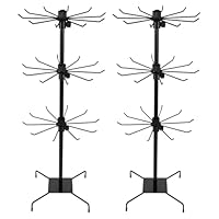 COMNICO 2 Pcs Rotating Display Stand, 3-Tier Rotating Rack Black Metal Necklace and Bracelet Organizer Jewelry Stand Heavy Duty Adjustable Countertop Stands for Retail Earring Keychains Jewelry