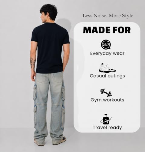 Image of Sleepynuts Men's Everyday Wear Crew Neck Regular Fit T-Shirt | Half Sleeve Solid Plain Casual T-Shirt for Men | Soft Breathable Fabric |