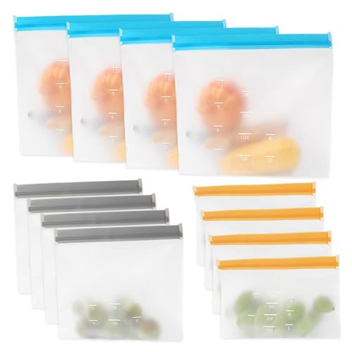 YZROHYI 12 Piezas Bolsas Congelacion Reutilizables,Bolsas para Congelar Alimentos,Bolsa Hermética con Cremallera,Bolsa Sandwich de Cocina,Bolso de Almacenamiento Pequeña para Almacenar Verduras