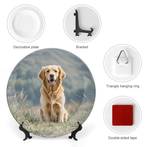 Plato decorativo Golden Retriever Bone China 7 pulgadas miniatura 3