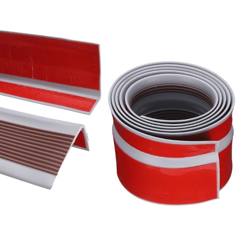 QUARKZMAN Protector de Borde de Escalera, Antideslizante, Moldura Autoadhesiva para Escalones para Uso en Exteriores e Interiores, Hogar, Oficina, Marrón (1.2 m)