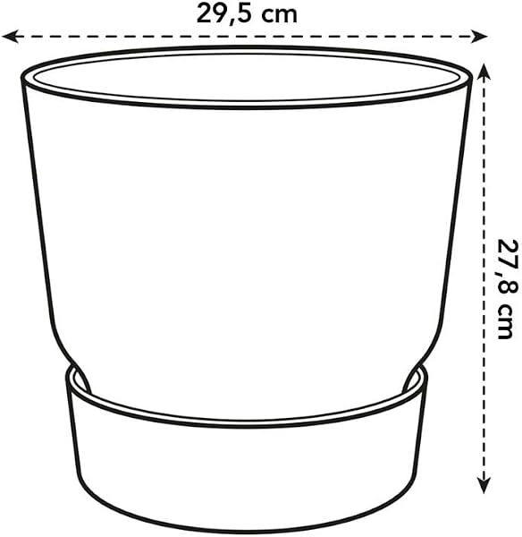 Elho Greenville Rond 30 - Pot De Fleurs avec Un Réservoir d'eau Intégré - Interieur & Extérieur - Plastique 100% Recycle - Ø 29.5 x H 27.8 cm - Noir/Living Noir - 5