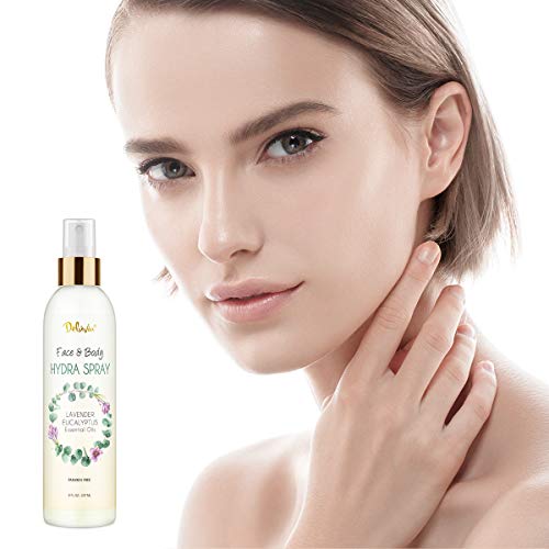 Deluvia Hydra Spray, Moisturizing Body Spray And Face Mist With Essential Oils, Organic Aloe Vera, Dead Sea Salts, Provitamin A, Vitamin C. Alcohol Free, Paraben Free. (Lavender Eucalyptus) #TOP4