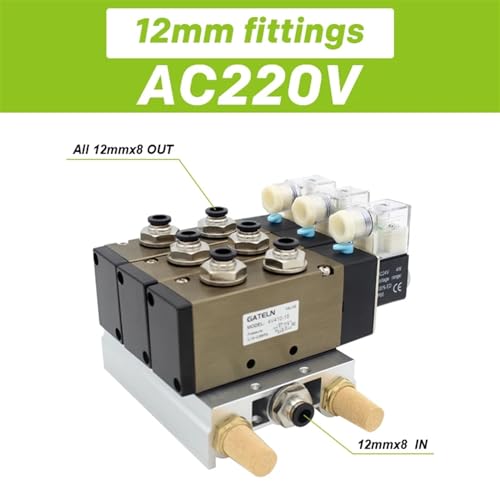 Électrovanne 4V410-15 AC220V à 3 stations avec raccords de 12mm - 3