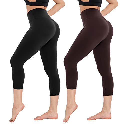 Campsnail Legging 3/4 pour Femme - Pantalon de Yoga Taille Haute - Legging Court d'été Opaque - Pantalon de Sport - Pantalon de Course et de Loisirs Cover