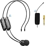 HUACAM 2 Pcs Microphone Headset for PA System, 2.4G Dual Wireless Headset Mic, 165ft Long Range Stable Transmission, Wireless Microphone System for Voice Amplifier, Speakers, Teacher