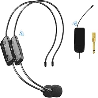 HUACAM 2,4G Microfono Wireless Archetto, 2 in 1 Microfonico Wireless Professionale,Trasmissione 50 metri, 3,5 e 6,35 mm, Per Amplificatore Vocale, Altoparlanti, Sistema PA