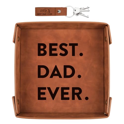 Gifts for Dad, Best Dad Ever Gifts from Daughter Son - Premium PU Leather Valet Tray - Dad Gifts for...