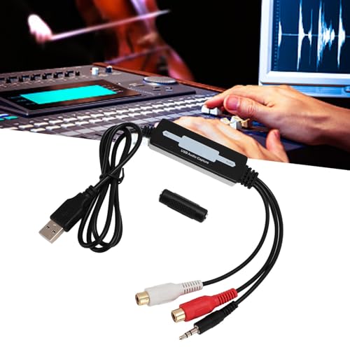 USB 2.0 Sound Card, Dual Channel Stereo Sound Device for CD Record Tape, with Professional Audacity Software, for Various Operating Systems