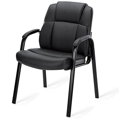 Sweetcrispy Waiting Room Chair Reception Chair Office Guest Chair, Big And Tall Executive Office Chair Pu Leather Desk Chair No Wheels, Lobby Chair Conference Room Chair With Padded Arms #TOP4