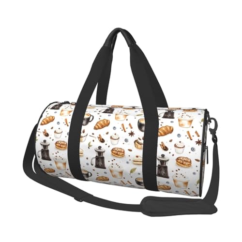Coffee Cake Ice Cream Print Travel Duffle Bag, Sports Gym Bags for Women Men, Carry On Weekender Overnight Personal Item Travel Bags