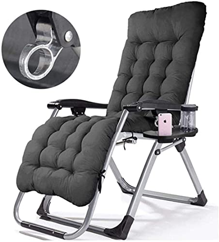Tumbonas y sillones reclinables para jardín, Muebles de Exterior, Cama Plegable con cojín, Tumbona, Silla Ajustable para Playa, Piscina, Patio al Aire Libre, jardín, Camping c2003 -Gra (Negro)