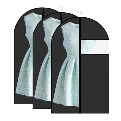 3 Piezas Fundas De Ropa 60 X 100 Cm Protector De Ropa Transpirable Colgante Funda Antipolvo Plegable Con Cremallera Bolsa Guardar Ropa Antipolvo Impermeable Con Humedad, Para Trajes,Vestidos,Camisas