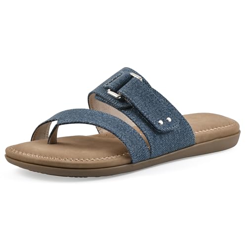CLIFFS BY WHITE MOUNTAIN Women's Fancify Flat Sandal, Blue/Denim/Fabric, 7 M by CLIFFS BY WHITE MOUNTAIN - Used condition - US$13.66