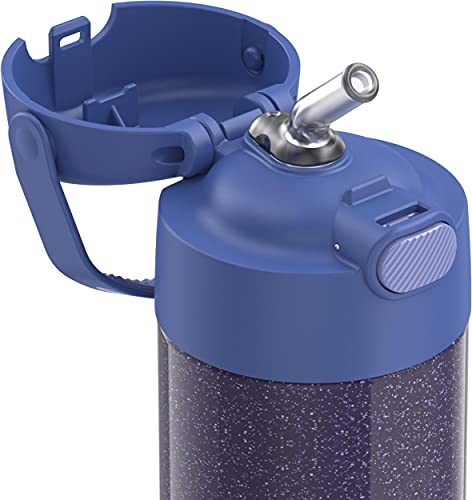Garrafa infantil THERMOS FunTAINER de aço inoxidável com canudo, 350 ml, Roxo com glitter