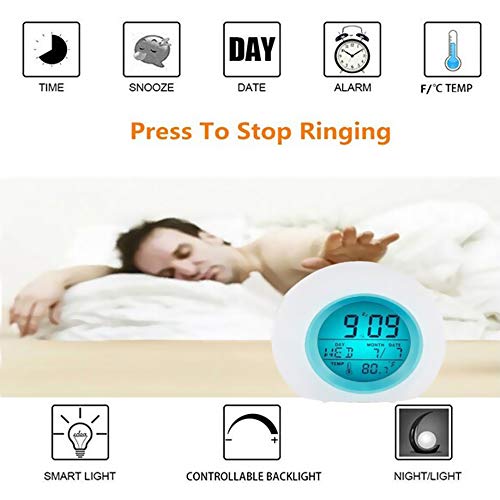 Lixada Despertador Digital Multifuncional LED, 7 Cores, com Exibição de Tempo e Temperatura