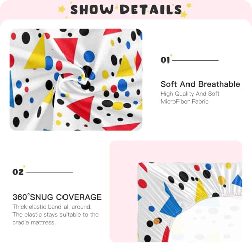 Image of Crib Sheet Breathable Soft Crib Mattress Sheet for Baby Toddler Boys Girls Fitted Crib Sheet Fit Standard Crib Mattress 52 x 28 Inch Colorful Triangle Dots