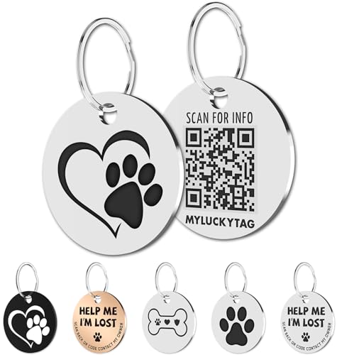 Médaille pour chien QR en acier inoxydable MYLUCKYTAG avec alertes de localisation