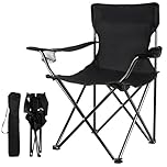 LEFAFA Camping Chair, Portable Folding Chair with Cup Holder and Carry Bag, Heavy Duty Support 130kg, Outdoor Chair for Camping, Beach, and Sports