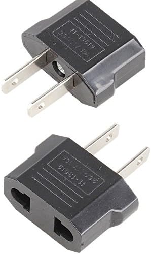 ANRANK E-U4113619AK European to USA American Outlet Plug Adapter (Black, 2-Pack)