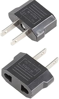 ANRANK E-U4113619AK European to USA American Outlet Plug Adapter (Black, 2-Pack)
