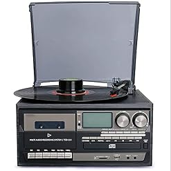 Tourne-Disque Bluetooth Tourne-Disque Vinyle Gramophone Vintage Enregistreur USB 3 Vitesses Multifonction CD Ra Chaque Famille - Les Beatles, Paul McCartney, John Lennon, RIngo Starr, George Harrison