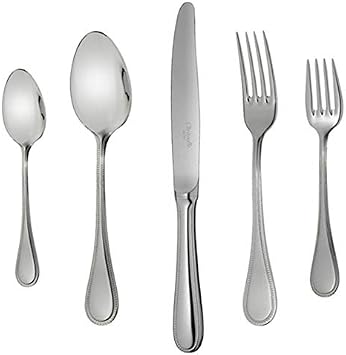Christofle Perles II Stainless Steel 30-Piece Service for 6 Flatware Set + Storage Chest