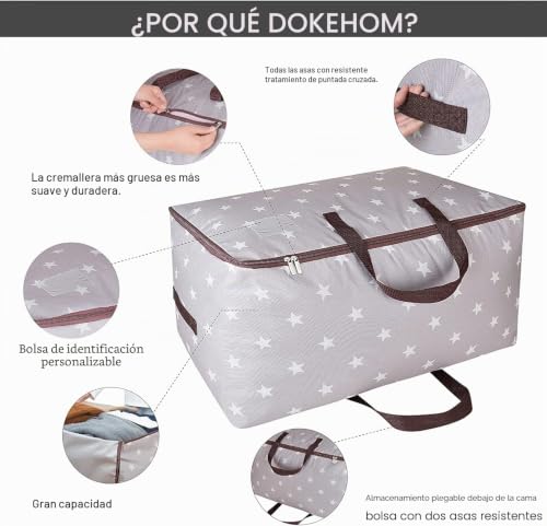 Miniatura 4 de Dokehom 3 Piezas 105l Bolsa De Almacenamiento Grande, Bolsa De Tela Para Ropa, Tamaño Ultra Grueso Bajo La Cama, A Prueba De Humedad Gris