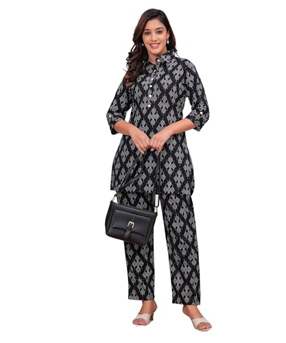Image of Nevisha Style Printed Cotton Co-ord Set For Women's | Kurta With Pant Set For Women's | Cotton Co-ord Set For Women's