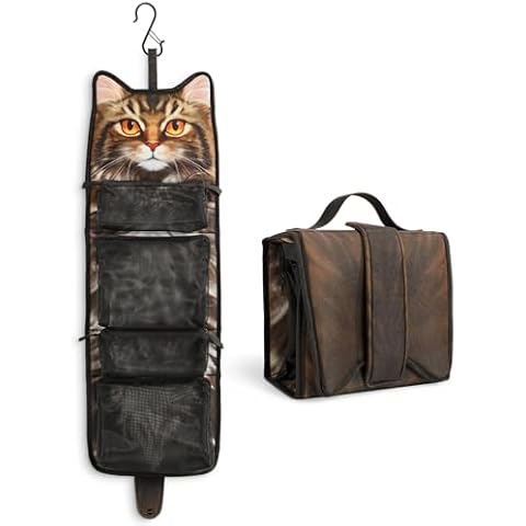 Openhahaha Cat Toiletry Bag, Travel Essentials Cosmetic Bag, Portable Hanging Toiletry Bag for Women, Cat Bag Gifts for Cat Lovers, Waterproof Hanging Travel Bag for Shampoo, Toiletries(Tabby Cat) Cover