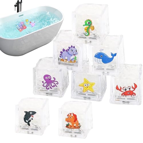Jouets de bain lumineux à LED – 8 pièces amusantes avec capteur dè liquide, jòuets d́e bàin sensoriels imperméables | Illuminez les glaçons pour lès bains, leş garçońs et ĺes filles,lēs fêtes dë vacaa