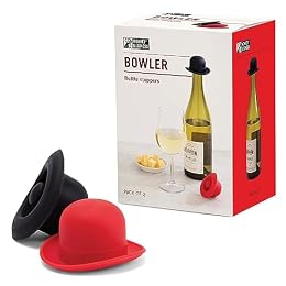 Monkey Business Silicone Wine Stopper | Seals Bottle and Keeps Wine Fresh/Cute Wine Accessories/Kitchen Gadgets/Bowler Hat Bottle Stopper (Set of 2)