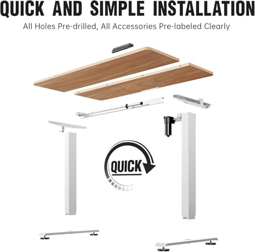 Image of Veken 47.2 Inch Electric Standing Desk, Height Adjustable Sit Stand Up, Wood Desktop, Work Home Office Computer PC Desks, Gaming Writing Study Bedroom Rising Table, Nature