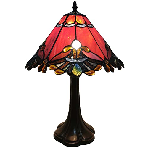 Bieye L10021 Baroque Tiffany Style Stained Glass Table Lamp Night
