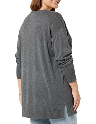 Essentials Women's Lightweight Long-Sleeve V-Neck Tunic Sweater #TOP12