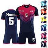 Maillot de Foot personnalisé Maillot Football Enfant Personnalisé Ensemble T Shirt Shorts 2 pièces Personnalisable Nimporte Quel numéro de nom Team Logo Jersey