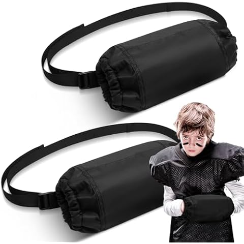 Cozypower 2 Pcs Football Hand Warmers Pouch Hand Muff Sports Pouch with Zipped Pocket and Adjustable Waist Strap Youth Kids Size Sports Warmer for Football, Baseball(Black) Cover