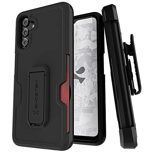 Ghostek IRON Armor Samsung Galaxy A13 5G Case with Belt Clip, Card Holder and Kickstand Tough Heavy Duty Protection Rugged Protective Phone Cover Designed for 2021 Samsung A13 5G (6.5in) (Matte Black)