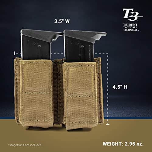 T3 Magnet Double Pistol Mag Pouch (2), Coyote Tan #TOP2