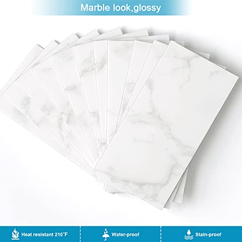 Benice Peel And Stick Backsplash Large Bathroom Subway Tiles,Peel And Stick Tile Kitchen Backsplash Tiles,Shower Tiles Peel And Stick Wall Tiles Waterproof(23Tiles) Cararra White #TOP1