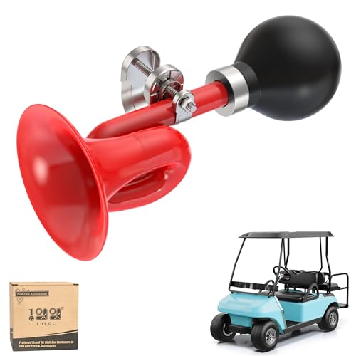 10L0L Golf Cart Bugle Horn, Retro Chrome Snail Air Horn for Yamaha, EZGO, Club Car | Loud & Classic Safety Horn | Universal Fit for Golf Carts, Bikes, Boats | Stainless Steel & Weatherproof