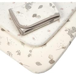 Tutti Bambini Bedside Bassinet Starter Pack - 2 Organic Cotton Fitted Sheets & Reversible Coverlet - Baby Essentials & Newborn Essentials Must Haves - for Bassinet Sheets & Toddler Bed Decor - Cocoon