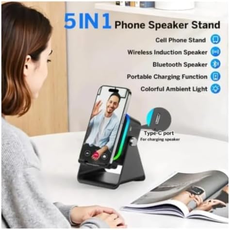 PFXXRENX 5-in-1 Bluetooth Speaker Phone Stand - 3