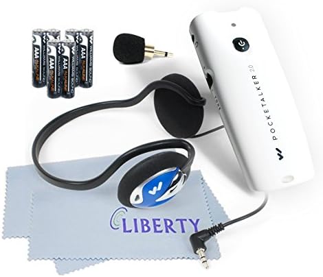New!!! Pocketalker Ultra 2.0 Platinum Package by Williams Sound - Platinum Package Includes 2 Liberty Microfiber Cloths and 3 Extra Sets of Batteries (Behind The Head Headphones)