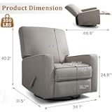 Swivel Rocker Recliner Chair - High Back Fabric Comfort