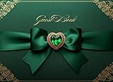 Guest Book: Emerald Green Silk Ribbon Luxury for Weddings and Event, Elegant Keepsake for 100+ Guests