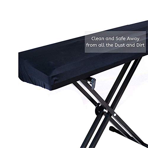 Piano Keyboard Dust Cover For 61/76/88 Keys- Electric/Digital Piano Stretchable Protective Keyboard Cover, Elastic Cord Locking Clasp, Machine Washable (61-76 Keys) #TOP5