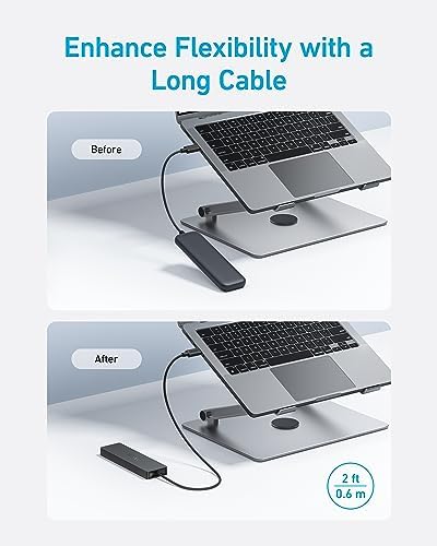 Anker USB C Hub, 4-in-1 USB Splitter, USB Extender, Computer Accessories | Multiport adapter with 5Gbps Data Transfer for USB-C Port Laptop, PC, Desktop and More (Charging Not Supported)(USB-C, 2ft)